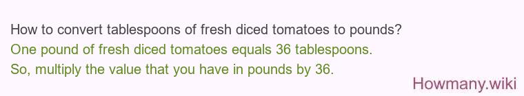 How to convert tablespoons of fresh diced tomatoes to pounds?