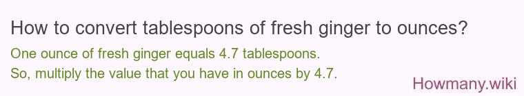 How to convert tablespoons of fresh ginger to ounces?