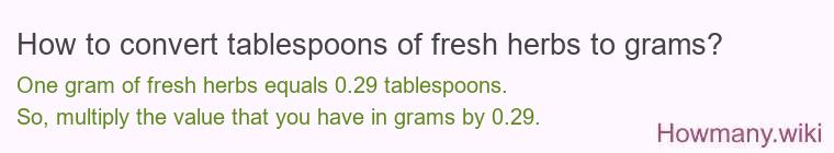 How to convert tablespoons of fresh herbs to grams?