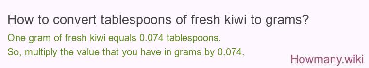 How to convert tablespoons of fresh kiwi to grams?