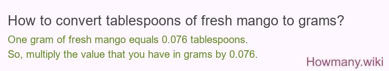 How to convert tablespoons of fresh mango to grams?