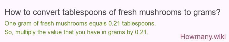How to convert tablespoons of fresh mushrooms to grams?