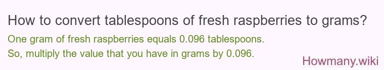 How to convert tablespoons of fresh raspberries to grams?