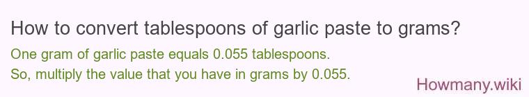 How to convert tablespoons of garlic paste to grams?