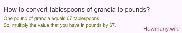 How to convert tablespoons of granola to pounds?