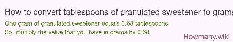 How to convert tablespoons of granulated sweetener to grams?