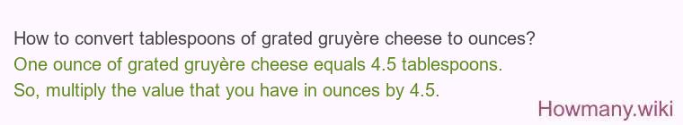 How to convert tablespoons of grated gruyÃ¨re cheese to ounces?
