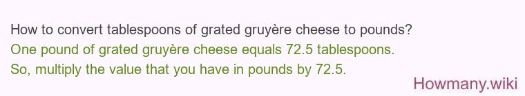 How to convert tablespoons of grated gruyère cheese to pounds?