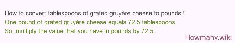 How to convert tablespoons of grated gruyÃ¨re cheese to pounds?