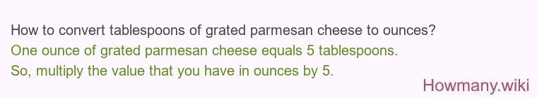 How to convert tablespoons of grated parmesan cheese to ounces?