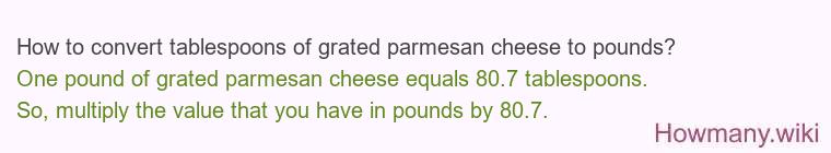 How to convert tablespoons of grated parmesan cheese to pounds?