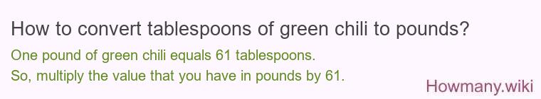 How to convert tablespoons of green chili to pounds?