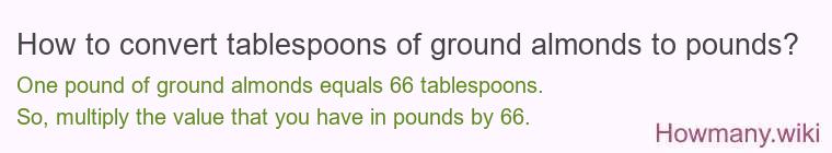 How to convert tablespoons of ground almonds to pounds?