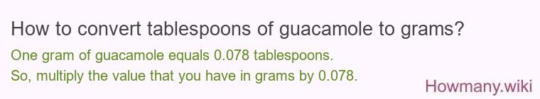 How to convert tablespoons of guacamole to grams?