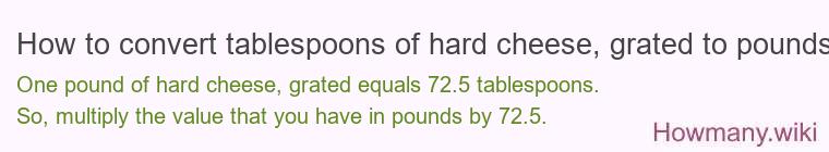 How to convert tablespoons of hard cheese, grated to pounds?