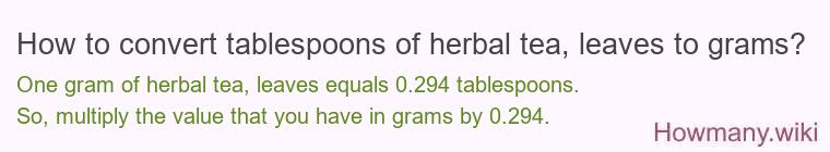 How to convert tablespoons of herbal tea, leaves to grams?