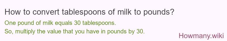 How to convert tablespoons of milk to pounds?