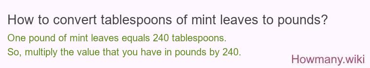 How to convert tablespoons of mint leaves to pounds?