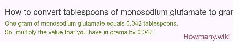 How to convert tablespoons of monosodium glutamate to grams?