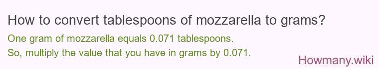 How to convert tablespoons of mozzarella to grams?