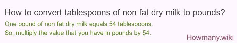 How to convert tablespoons of non fat dry milk to pounds?