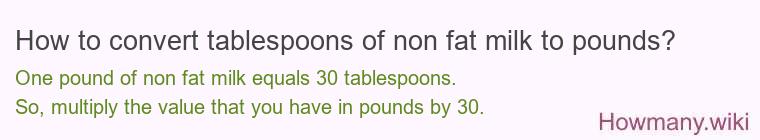How to convert tablespoons of non fat milk to pounds?