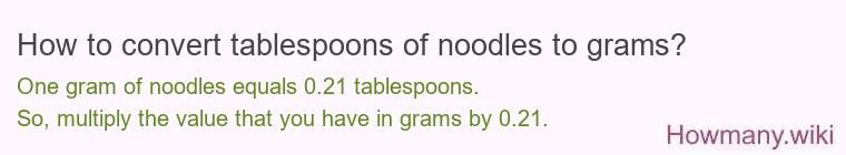How to convert tablespoons of noodles to grams? How to convert tablespoons of noodles to grams?