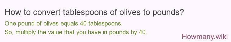 How to convert tablespoons of olives to pounds?