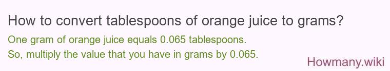 How to convert tablespoons of orange juice to grams?