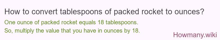 How to convert tablespoons of packed rocket to ounces?