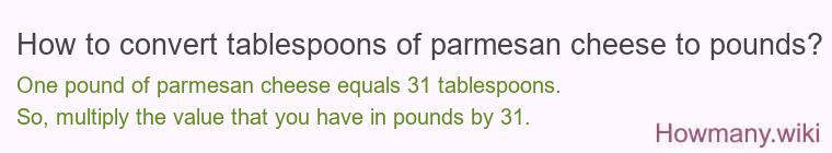 How to convert tablespoons of parmesan cheese to pounds?