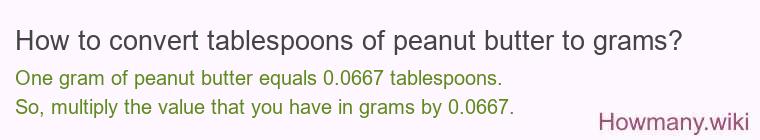 How to convert tablespoons of peanut butter to grams?