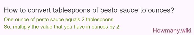 How to convert tablespoons of pesto sauce to ounces?