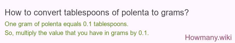 How to convert tablespoons of polenta to grams?