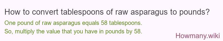 How to convert tablespoons of raw asparagus to pounds?