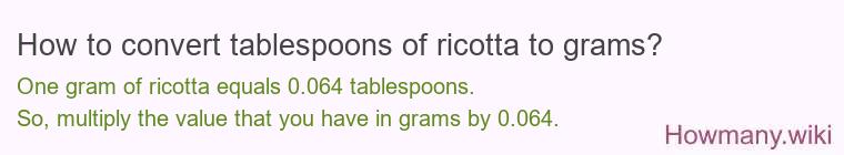 How to convert tablespoons of ricotta to grams?