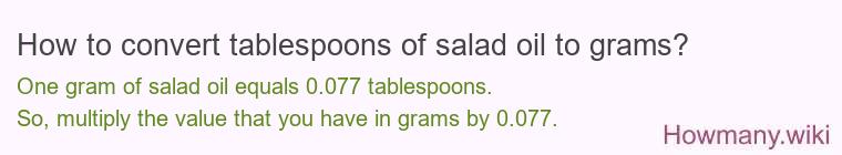 How to convert tablespoons of salad oil to grams?