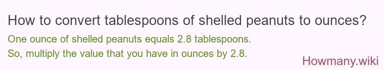 How to convert tablespoons of shelled peanuts to ounces?