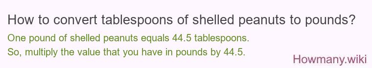 How to convert tablespoons of shelled peanuts to pounds?