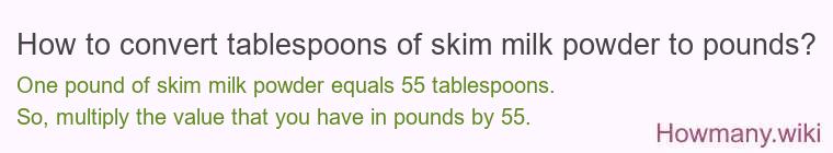How to convert tablespoons of skim milk powder to pounds?