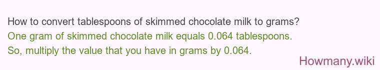 How to convert tablespoons of skimmed chocolate milk to grams?