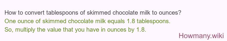 How to convert tablespoons of skimmed chocolate milk to ounces?