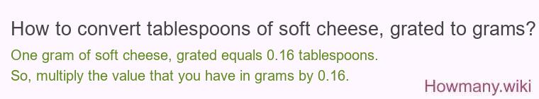 How to convert tablespoons of soft cheese, grated to grams?