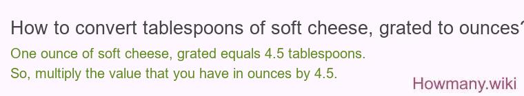 How to convert tablespoons of soft cheese, grated to ounces?