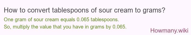 How to convert tablespoons of sour cream to grams?