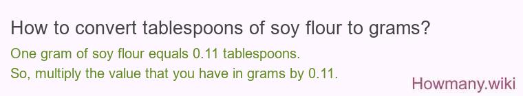 How to convert tablespoons of soy flour to grams?