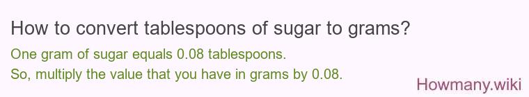How to convert tablespoons of sugar to grams?