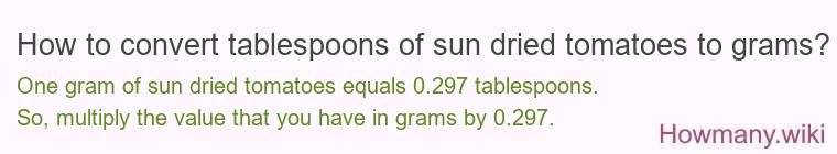 How to convert tablespoons of sun dried tomatoes to grams?