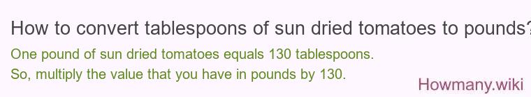 How to convert tablespoons of sun dried tomatoes to pounds?