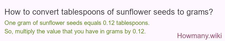 How to convert tablespoons of sunflower seeds to grams?